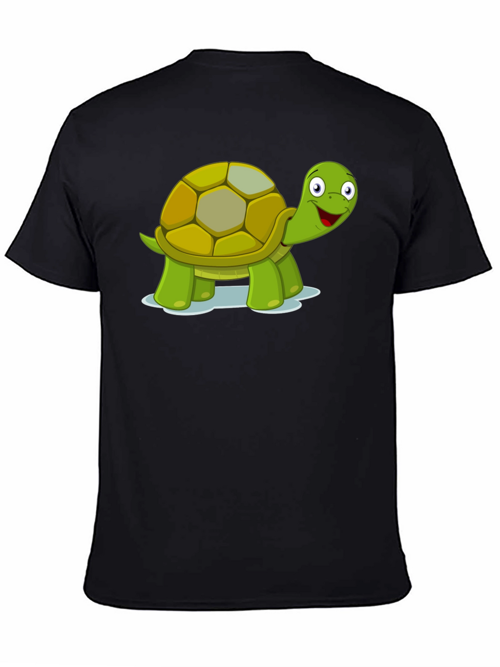 Turtle Cartoon Black T-Shirt