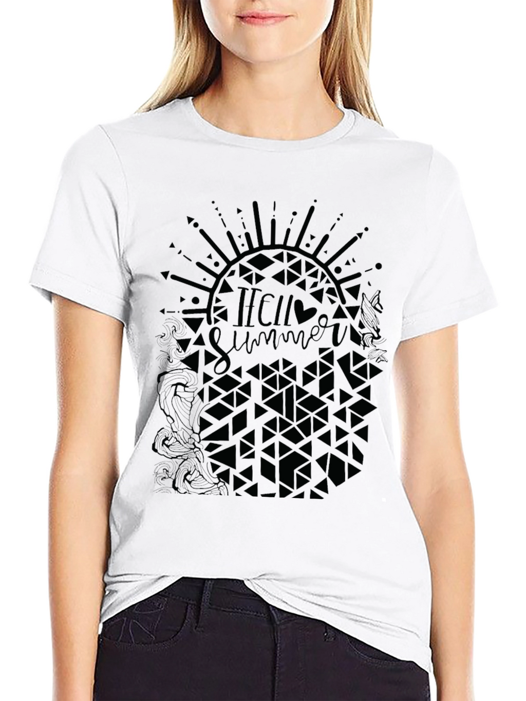 Hello Summer Graphic Tee - Black Casual Shirt