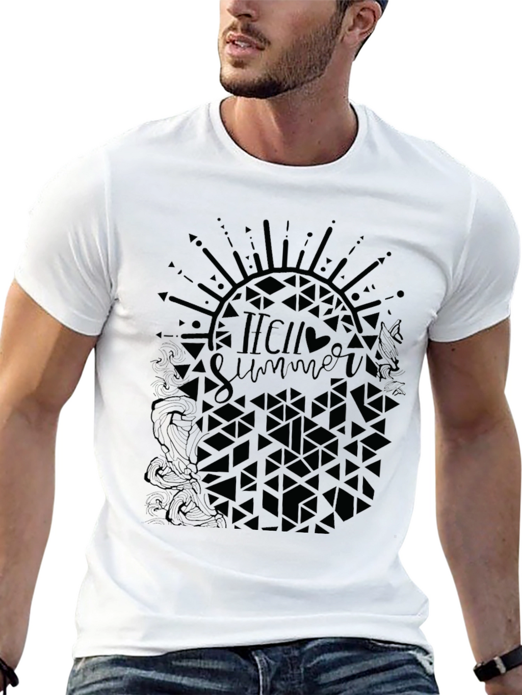 Hello Summer Graphic Tee - Black Casual Shirt