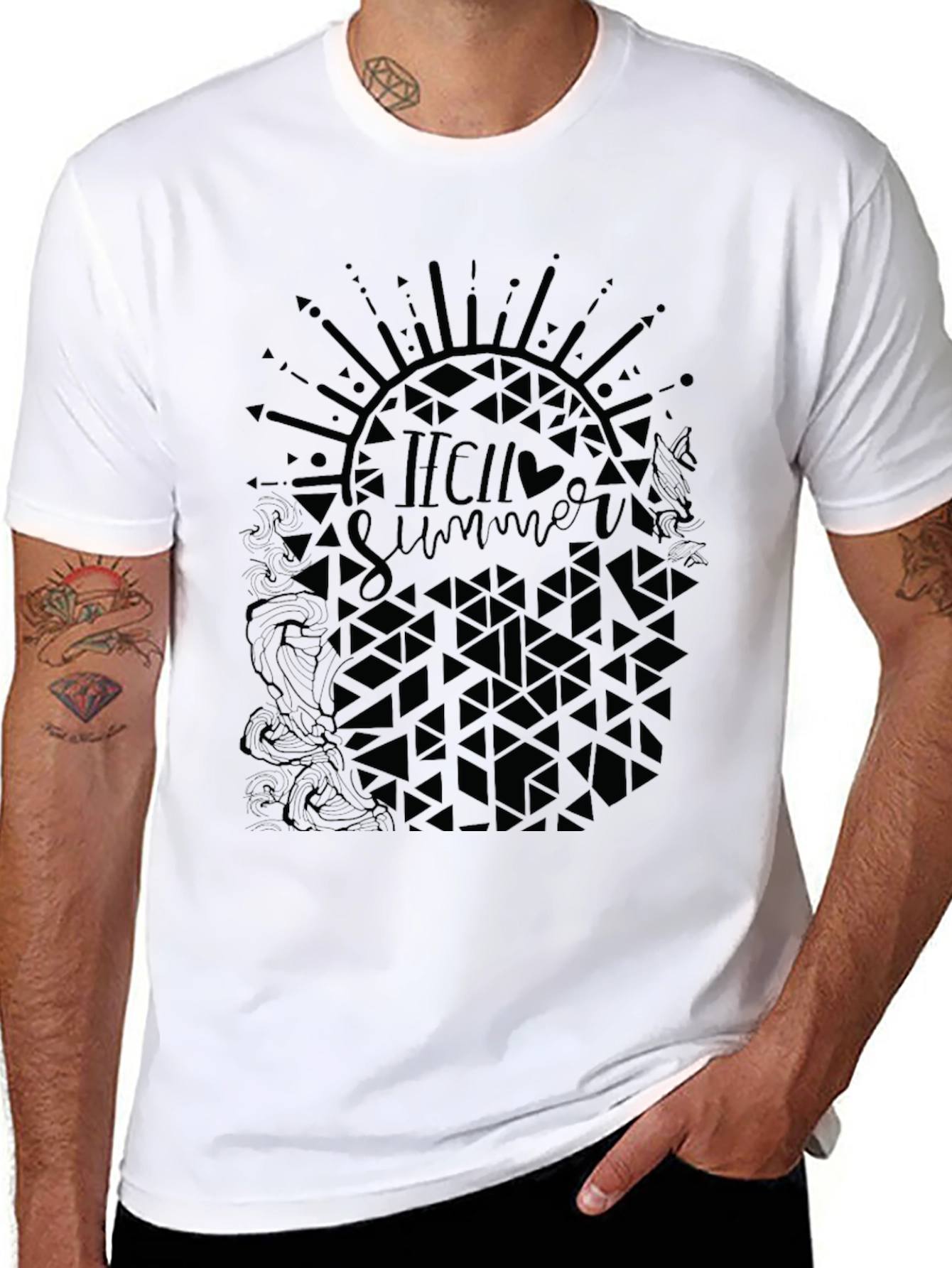 Hello Summer Graphic Tee - Black Casual Shirt