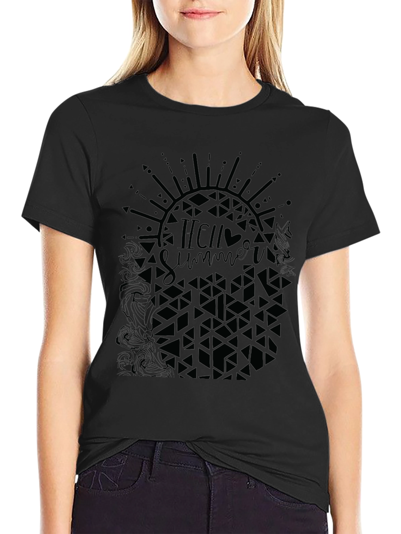 Hello Summer Graphic Tee - Black Casual Shirt