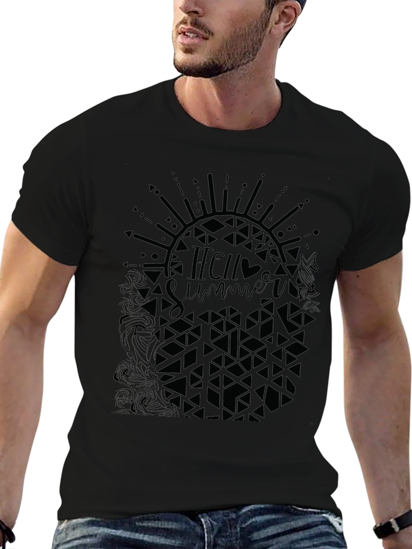 Hello Summer Graphic Tee - Black Casual Shirt