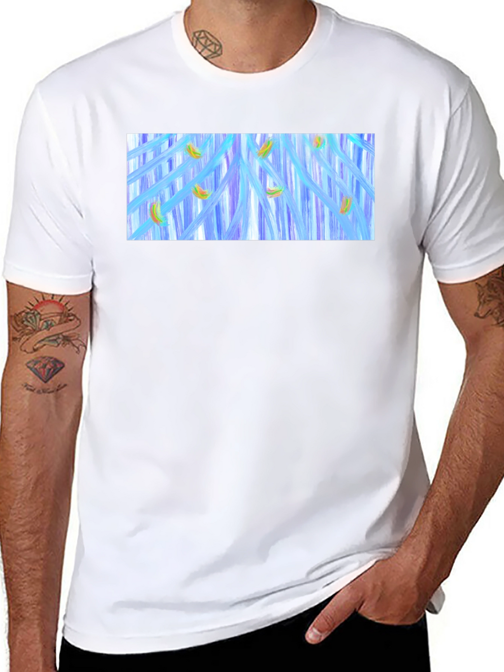 Abstract Banana Waterfall Graphic Tee - Black