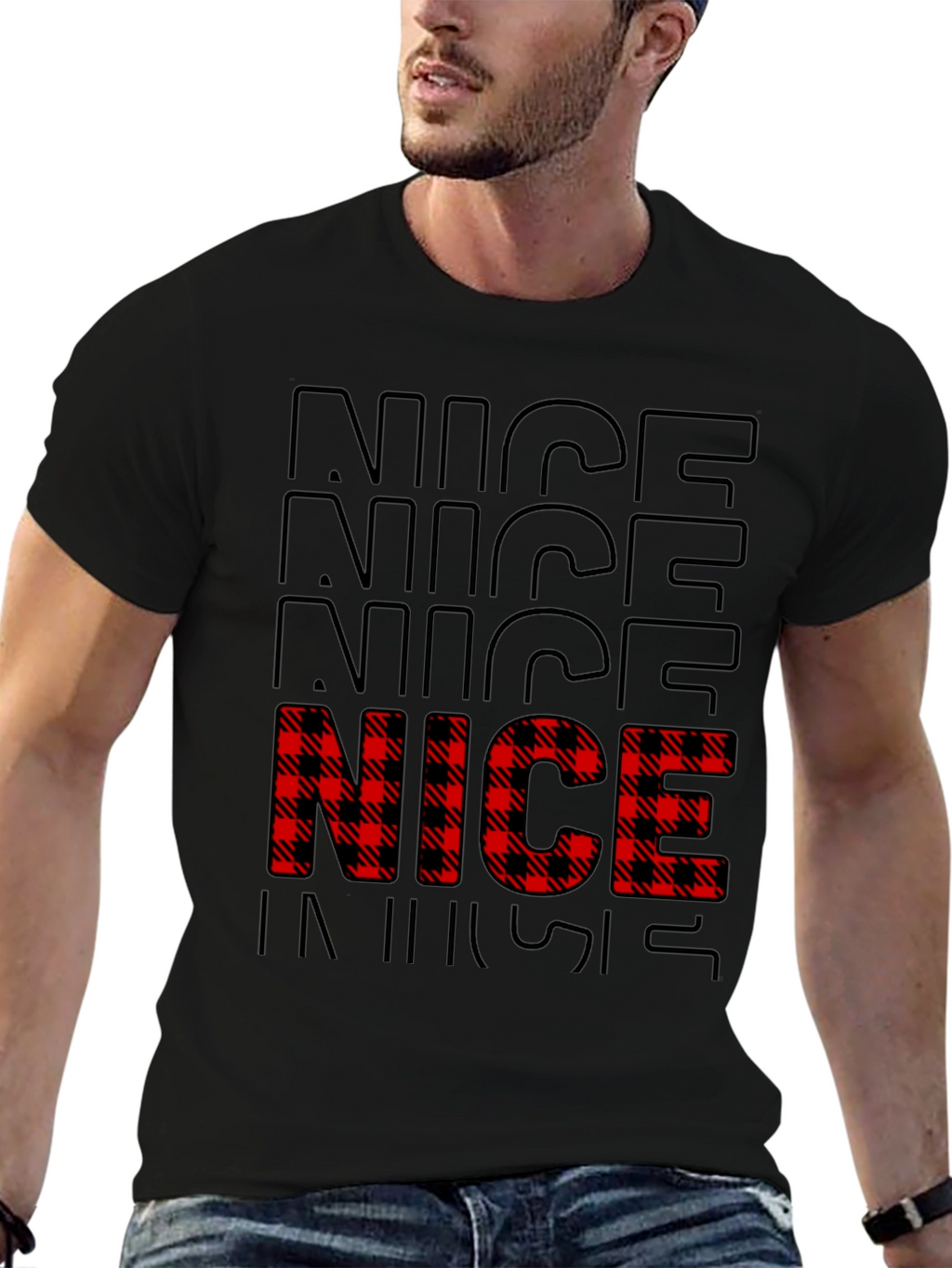 Festive Nice Plaid Christmas T-Shirt