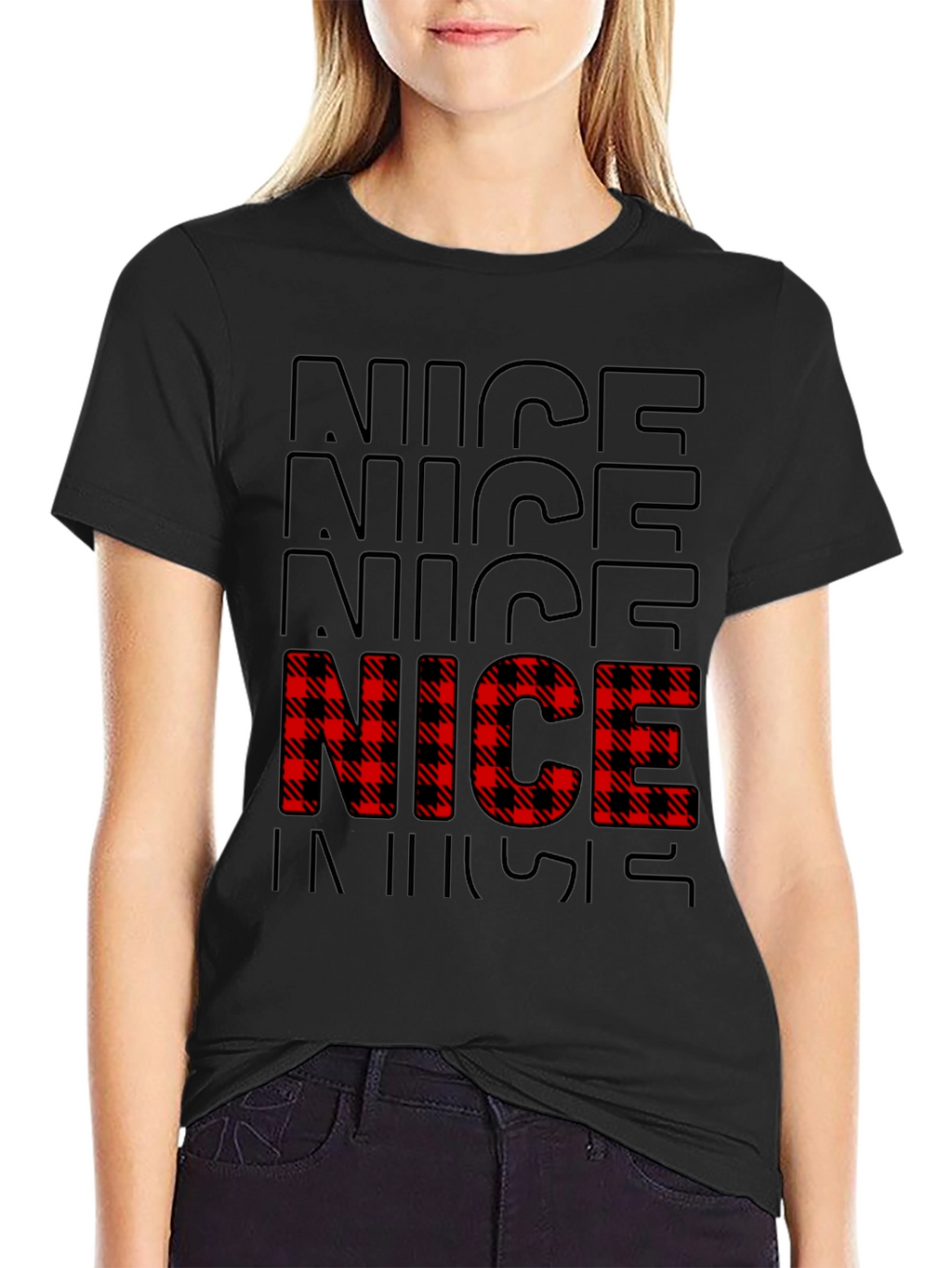 Festive Nice Plaid Christmas T-Shirt