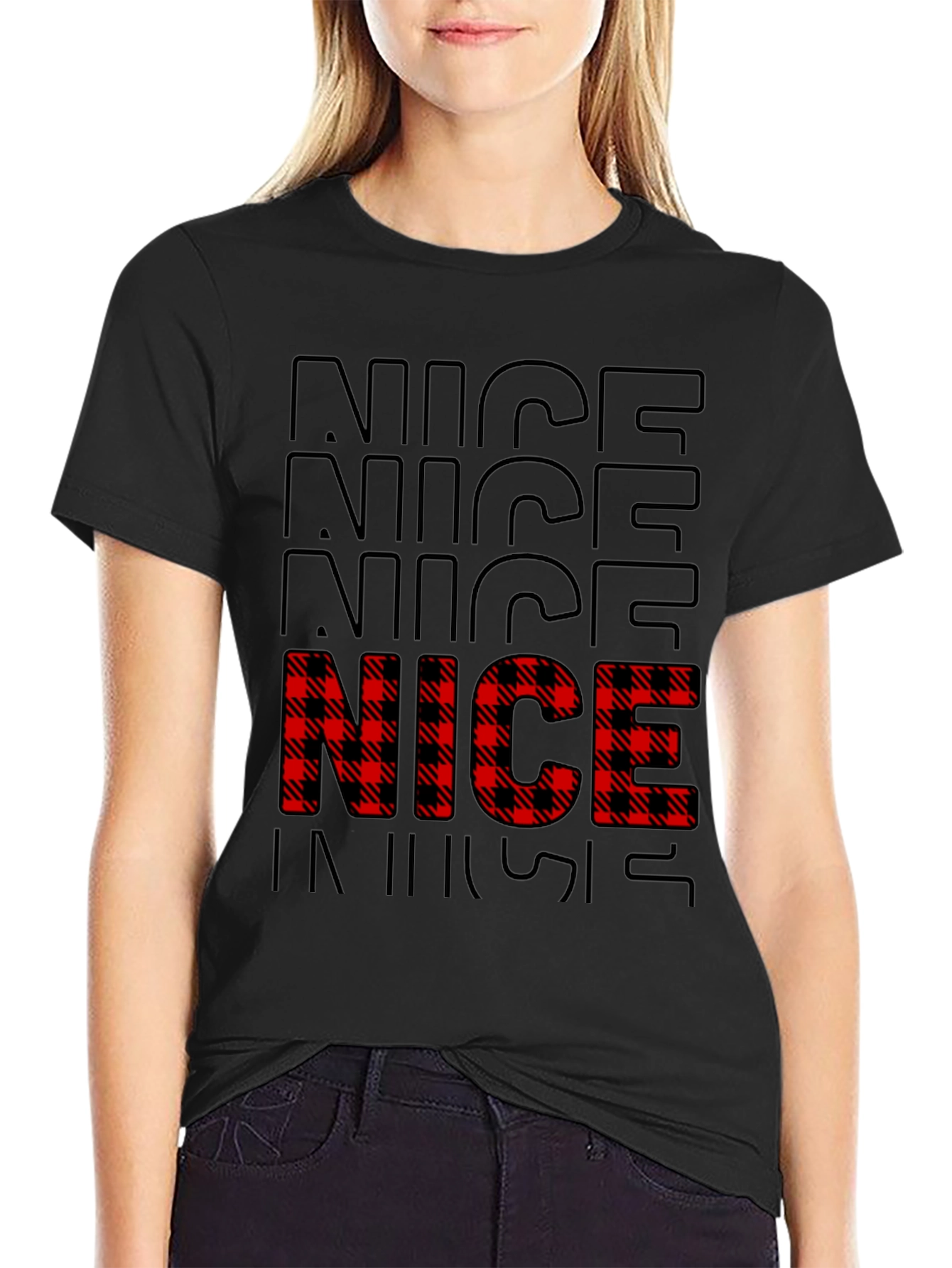 Festive Nice Plaid Christmas T-Shirt