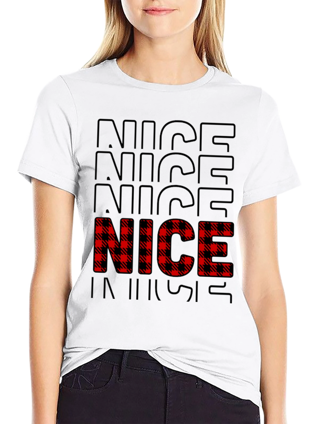 Festive Nice Plaid Christmas T-Shirt