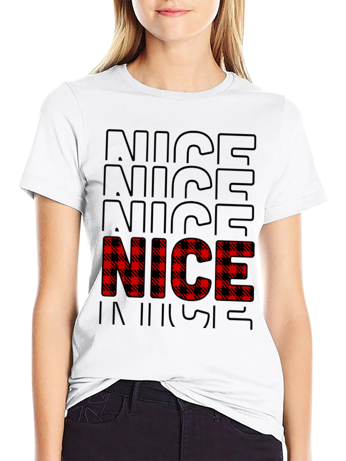 Festive Nice Plaid Christmas T-Shirt
