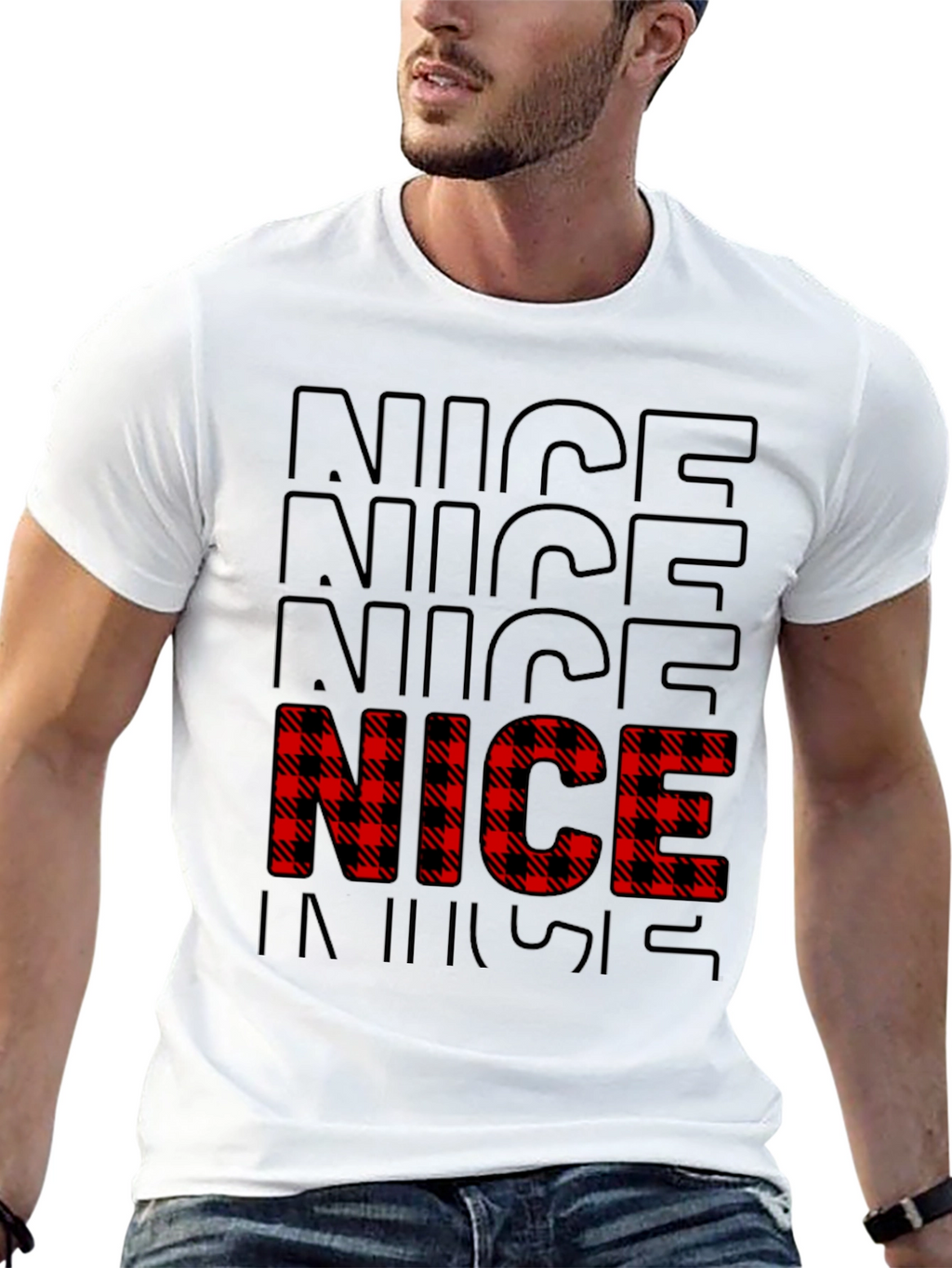 Festive Nice Plaid Christmas T-Shirt