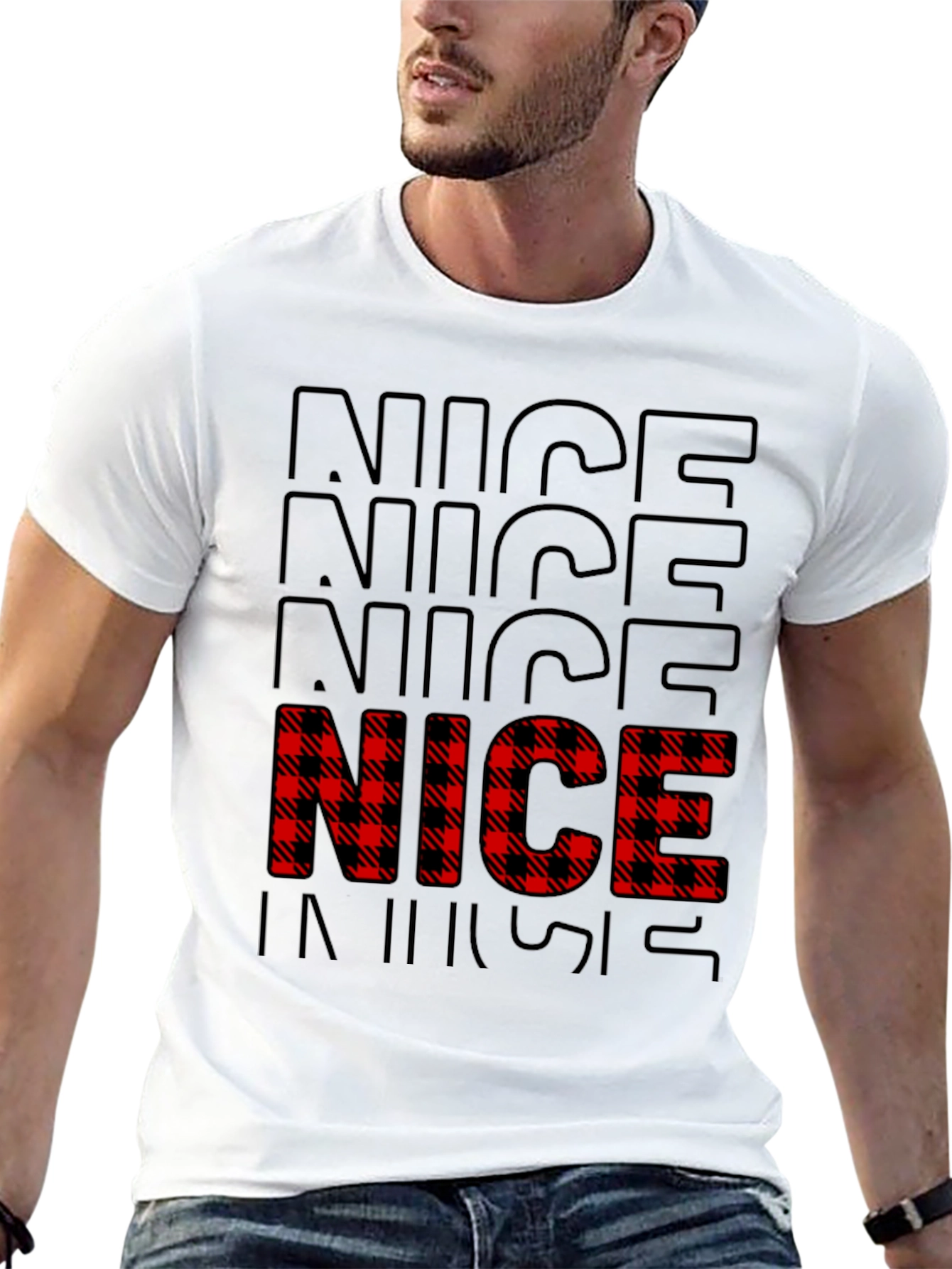 Festive Nice Plaid Christmas T-Shirt
