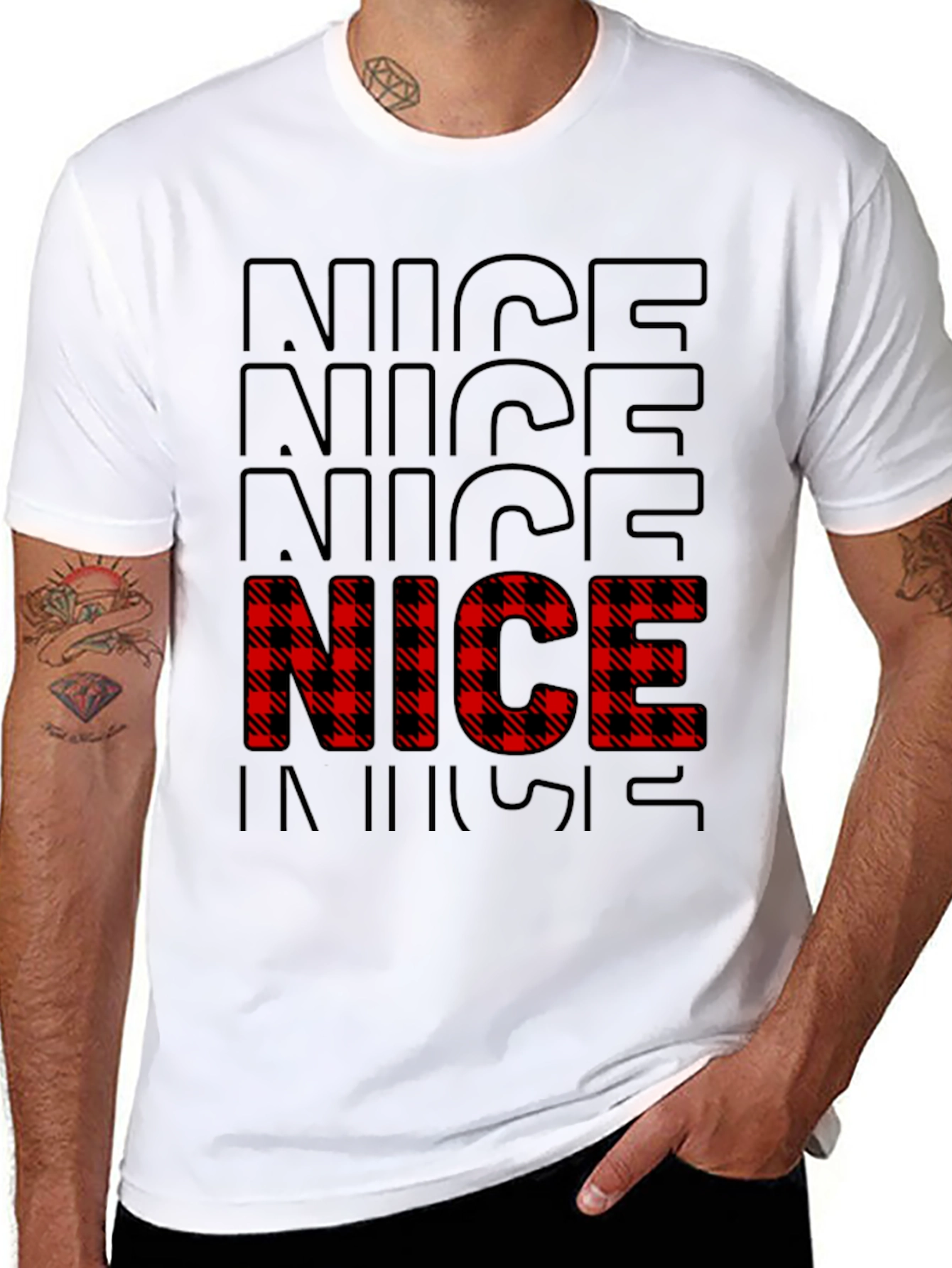 Festive Nice Plaid Christmas T-Shirt
