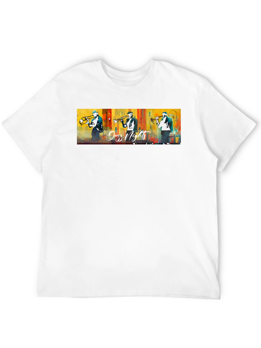Jazz Nights Trumpet Player Graphic Black T-Shirt