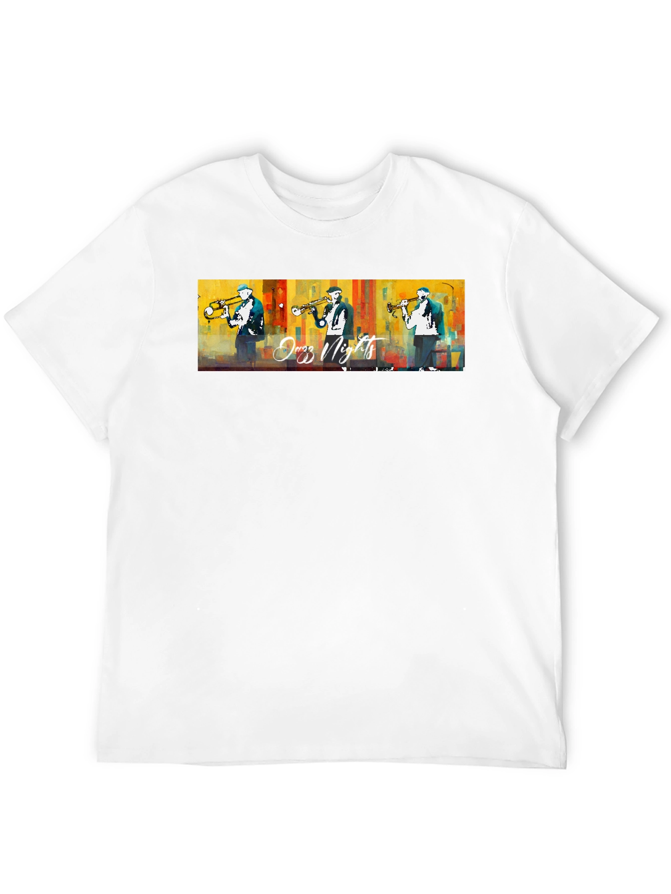Jazz Nights Trumpet Player Graphic Black T-Shirt