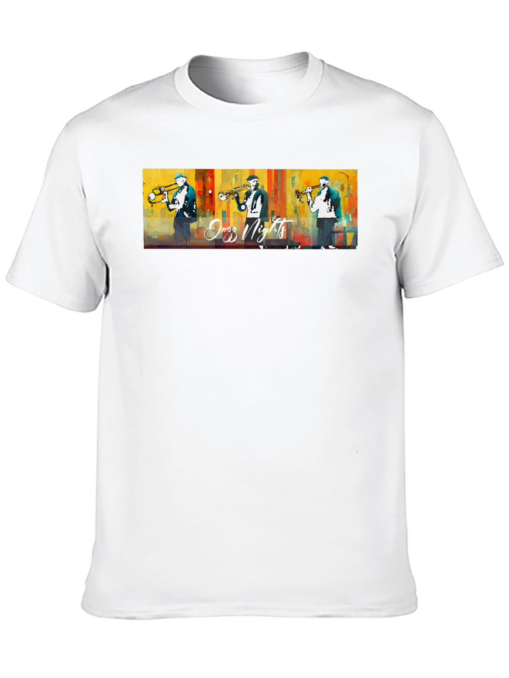 Jazz Nights Trumpet Player Graphic Black T-Shirt