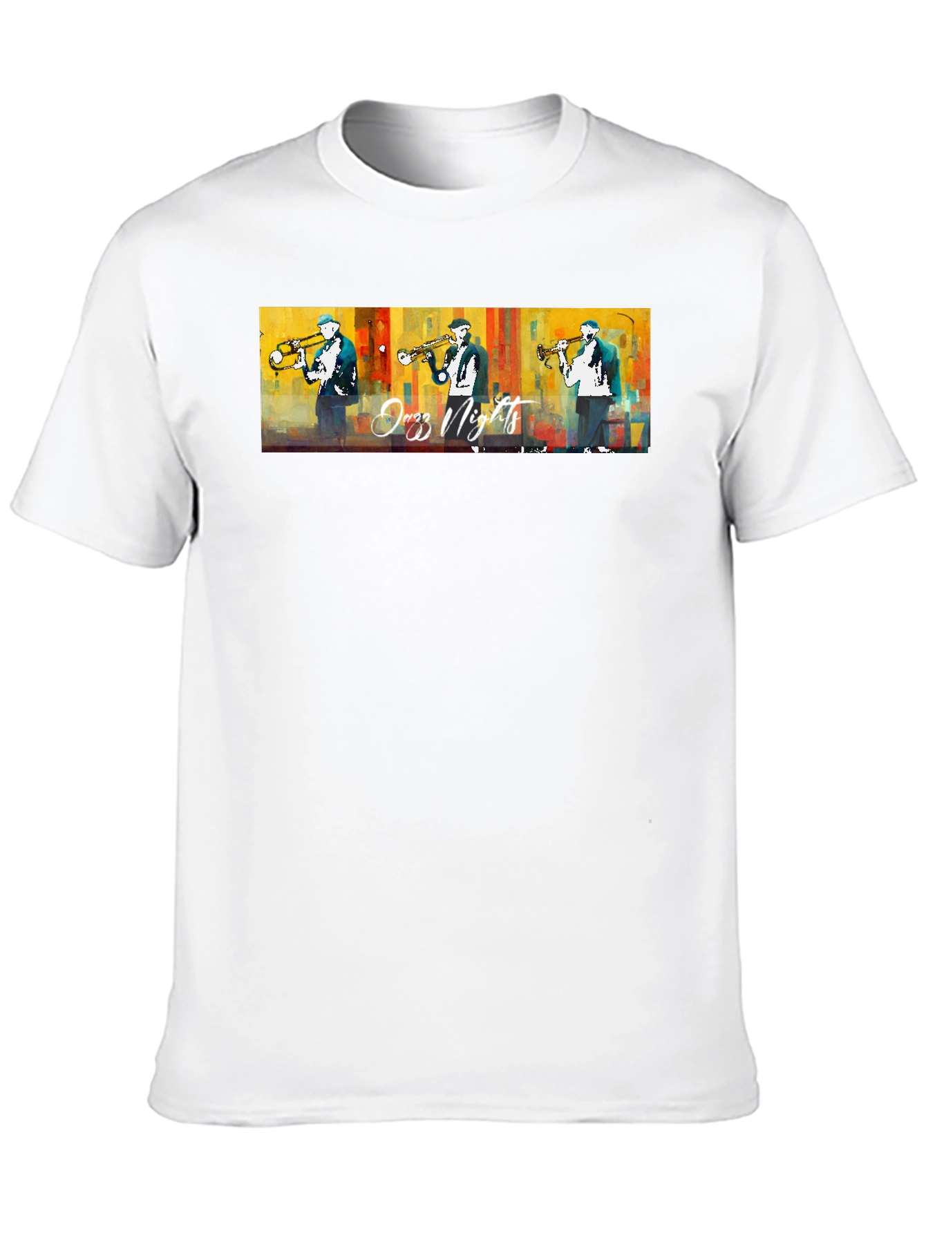 Jazz Nights Trumpet Player Graphic Black T-Shirt