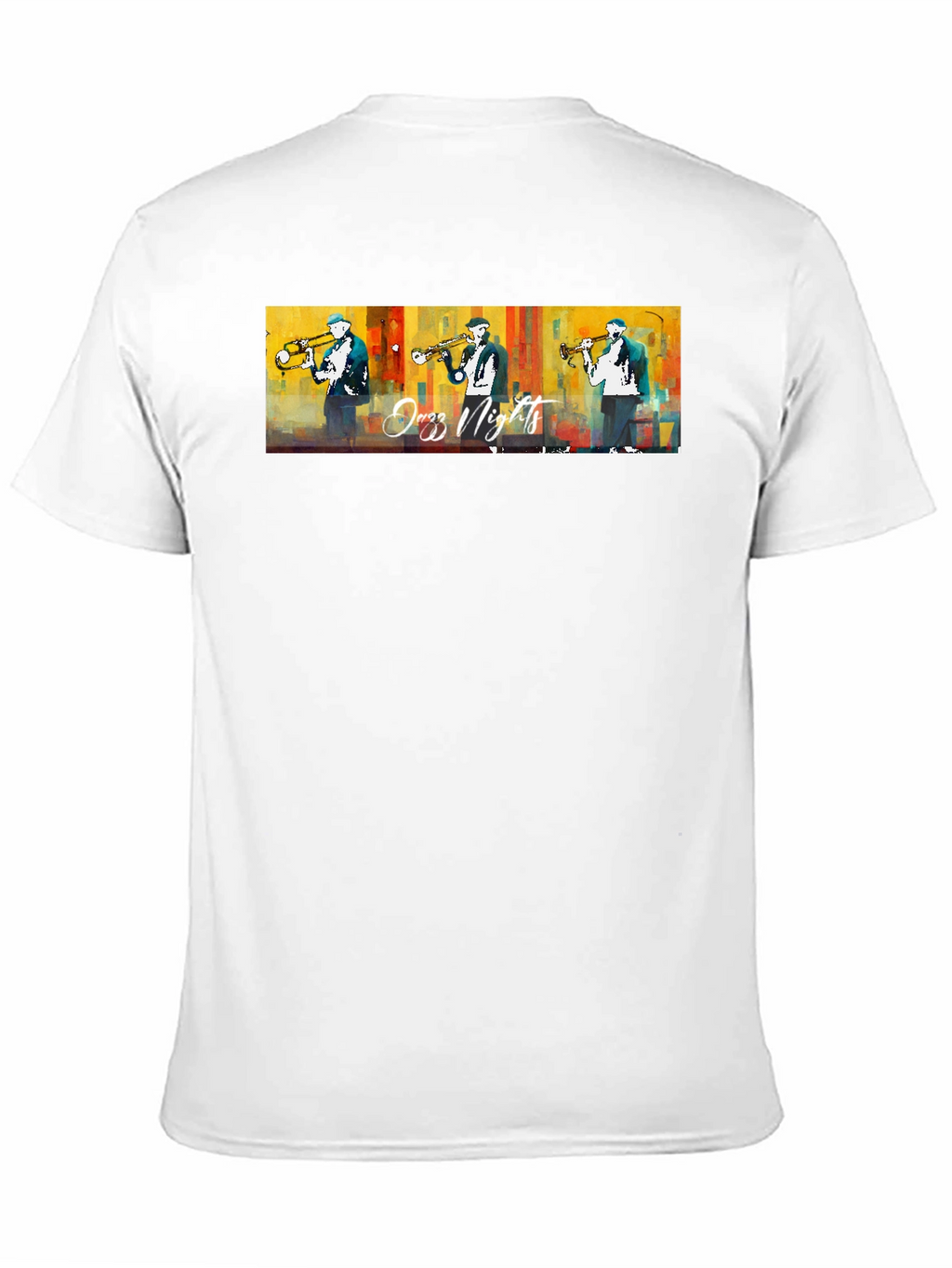 Jazz Nights Trumpet Player Graphic Black T-Shirt