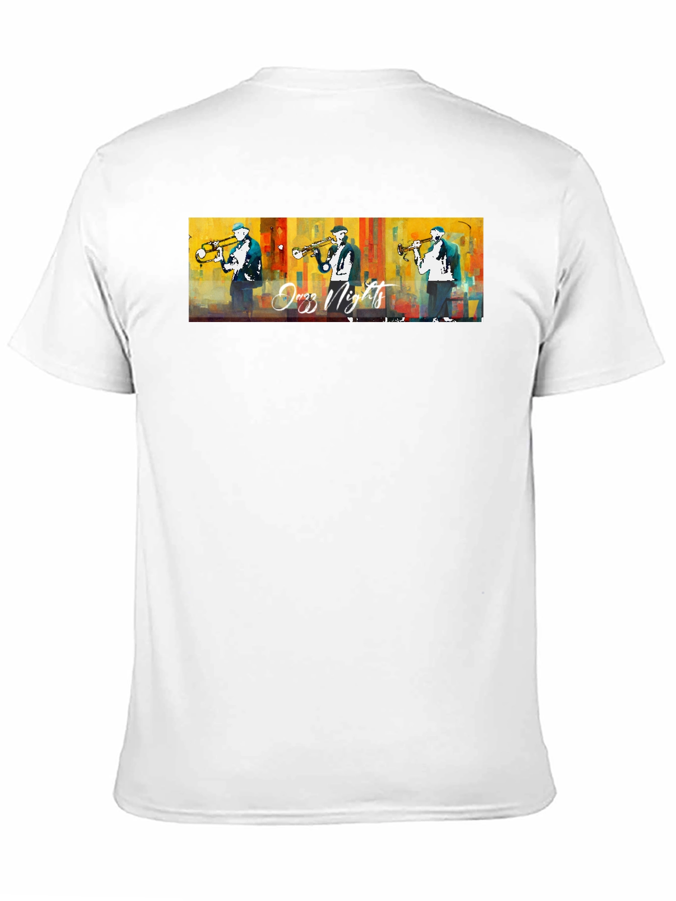 Jazz Nights Trumpet Player Graphic Black T-Shirt