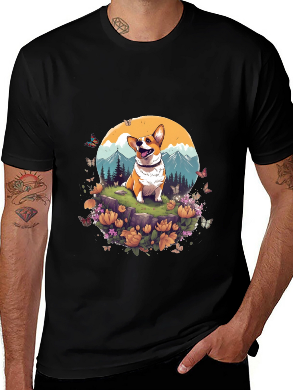 Corgi Mountain Adventure Graphic Tee