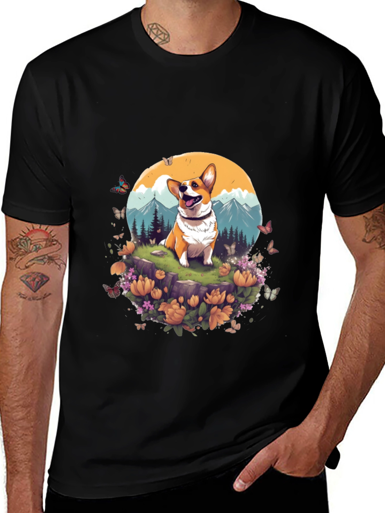 Corgi Mountain Adventure Graphic Tee