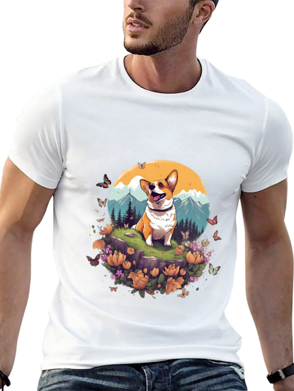 Corgi Mountain Adventure Graphic Tee
