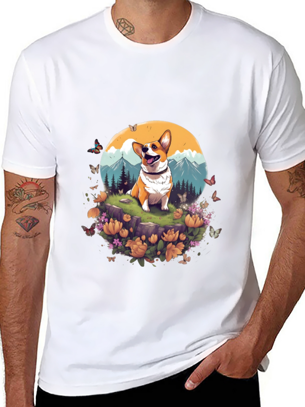Corgi Mountain Adventure Graphic Tee