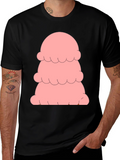 Pink Ice Cream Stack T-Shirt - Black Cotton Tee