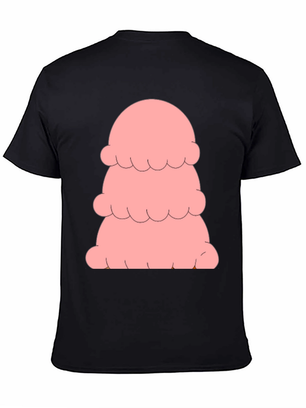 Pink Ice Cream Stack T-Shirt - Black Cotton Tee
