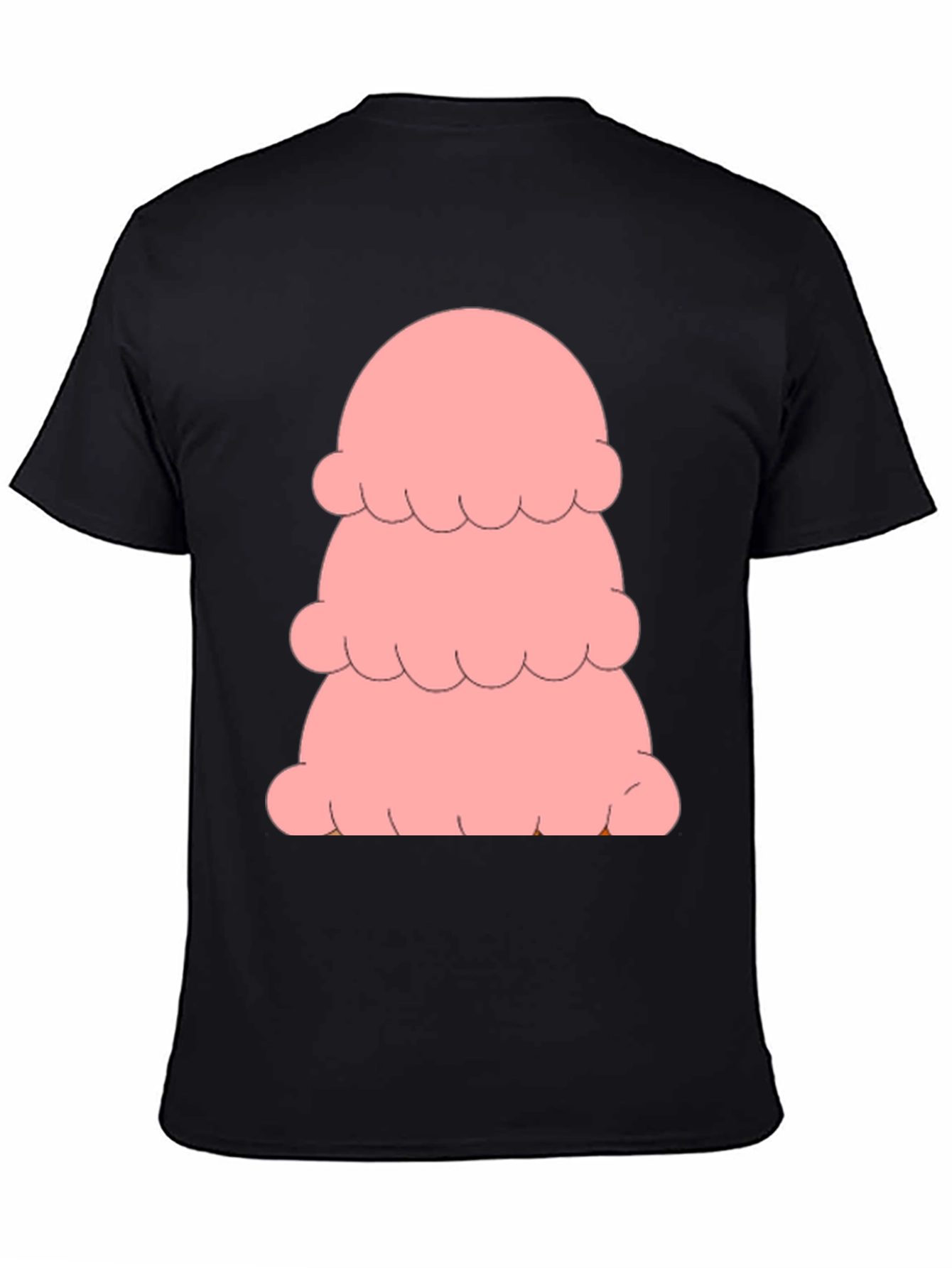 Pink Ice Cream Stack T-Shirt - Black Cotton Tee