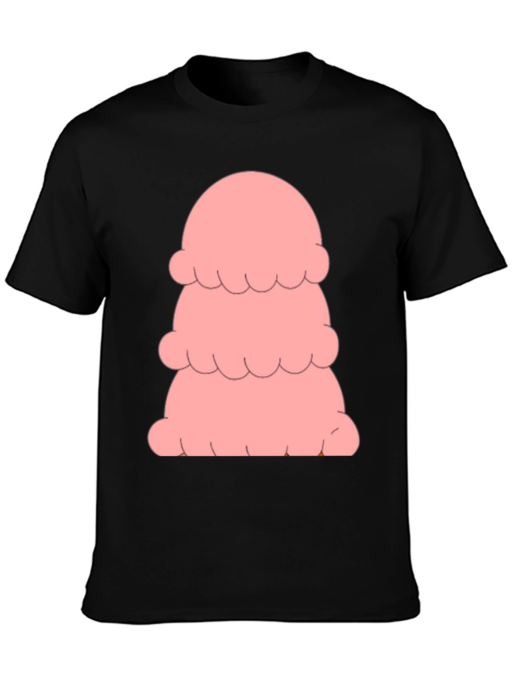 Pink Ice Cream Stack T-Shirt - Black Cotton Tee