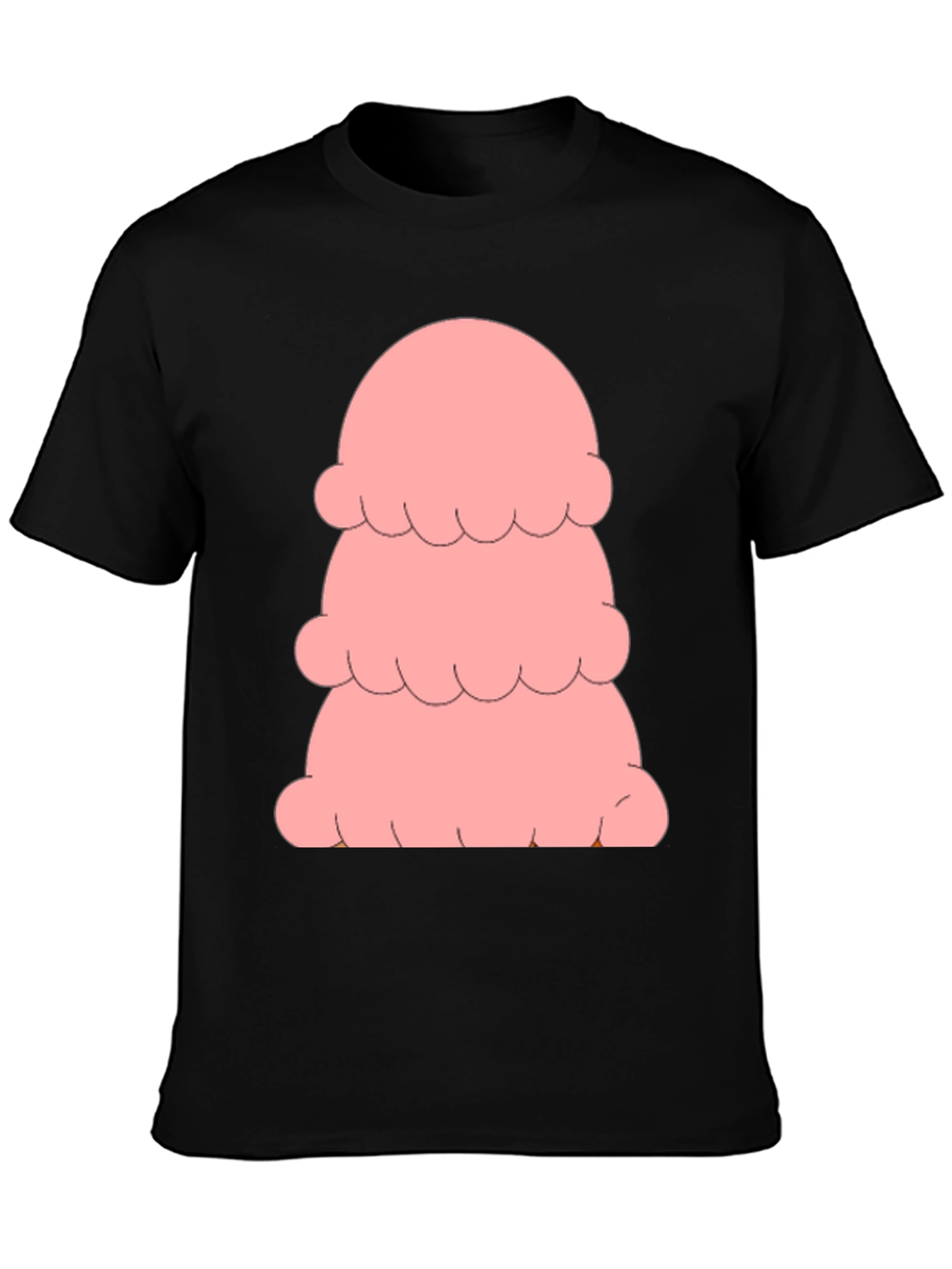 Pink Ice Cream Stack T-Shirt - Black Cotton Tee