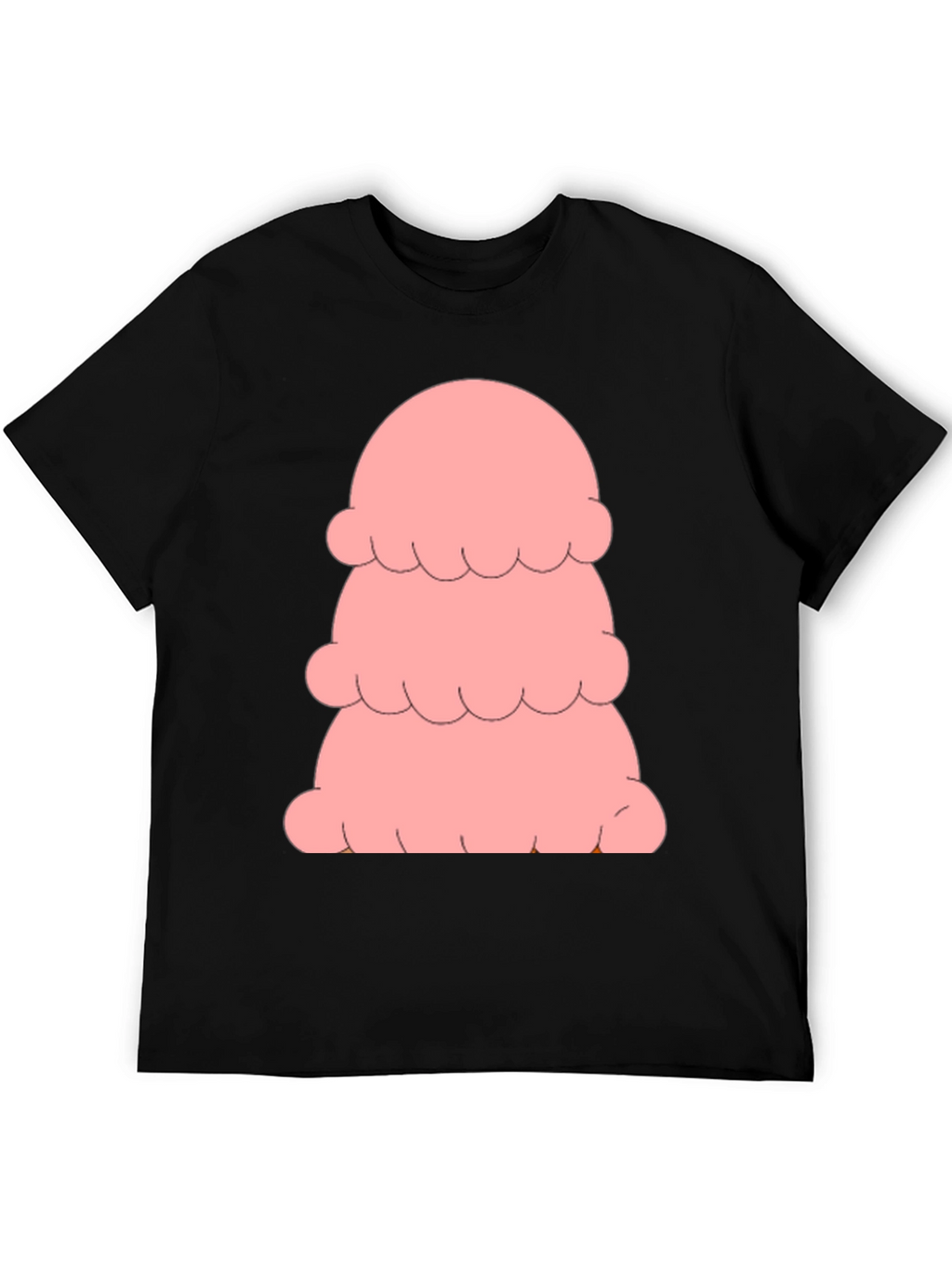 Pink Ice Cream Stack T-Shirt - Black Cotton Tee