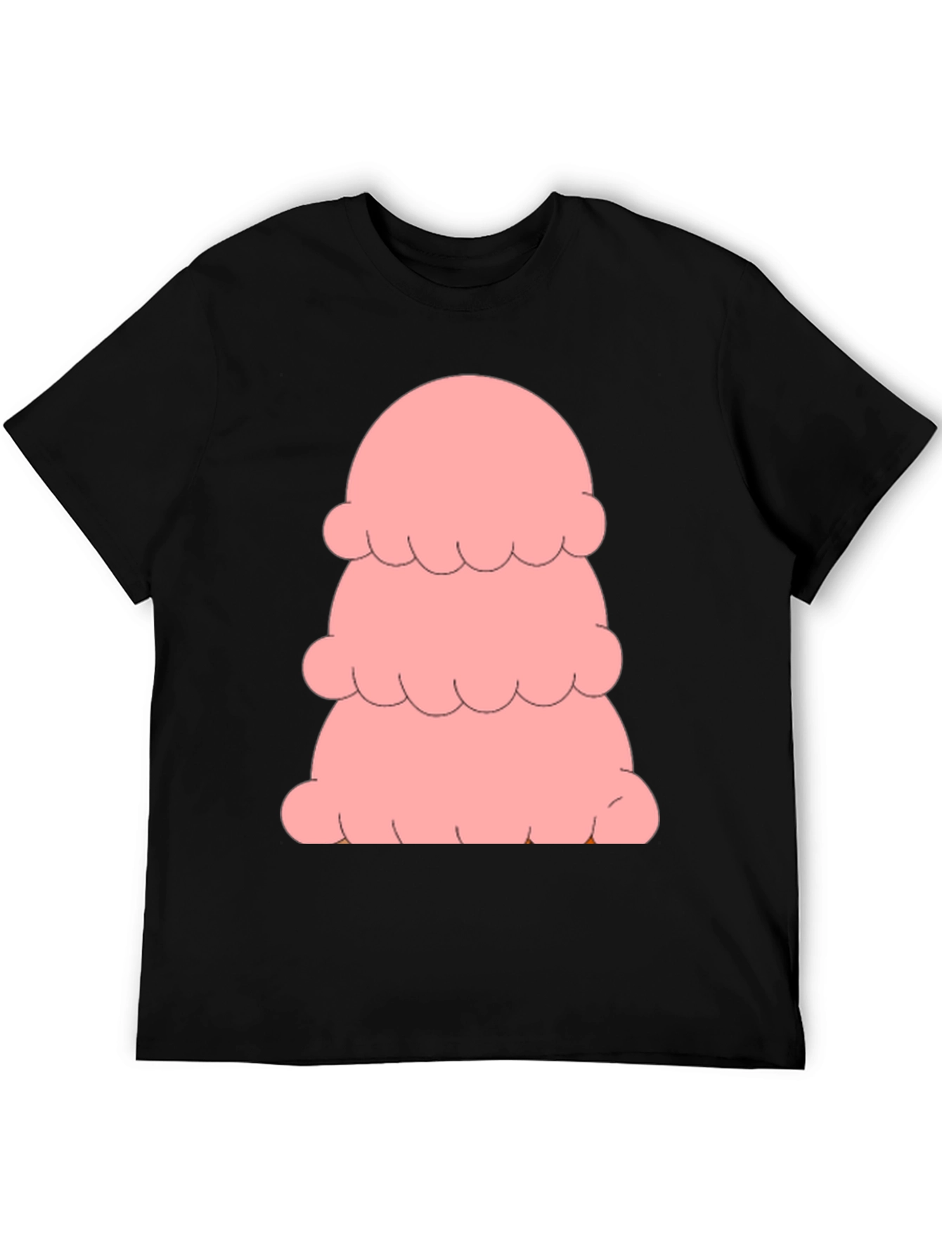 Pink Ice Cream Stack T-Shirt - Black Cotton Tee