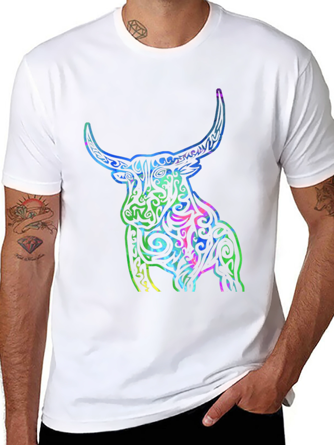 Tribal Bull Graphic T-Shirt - Bold Design