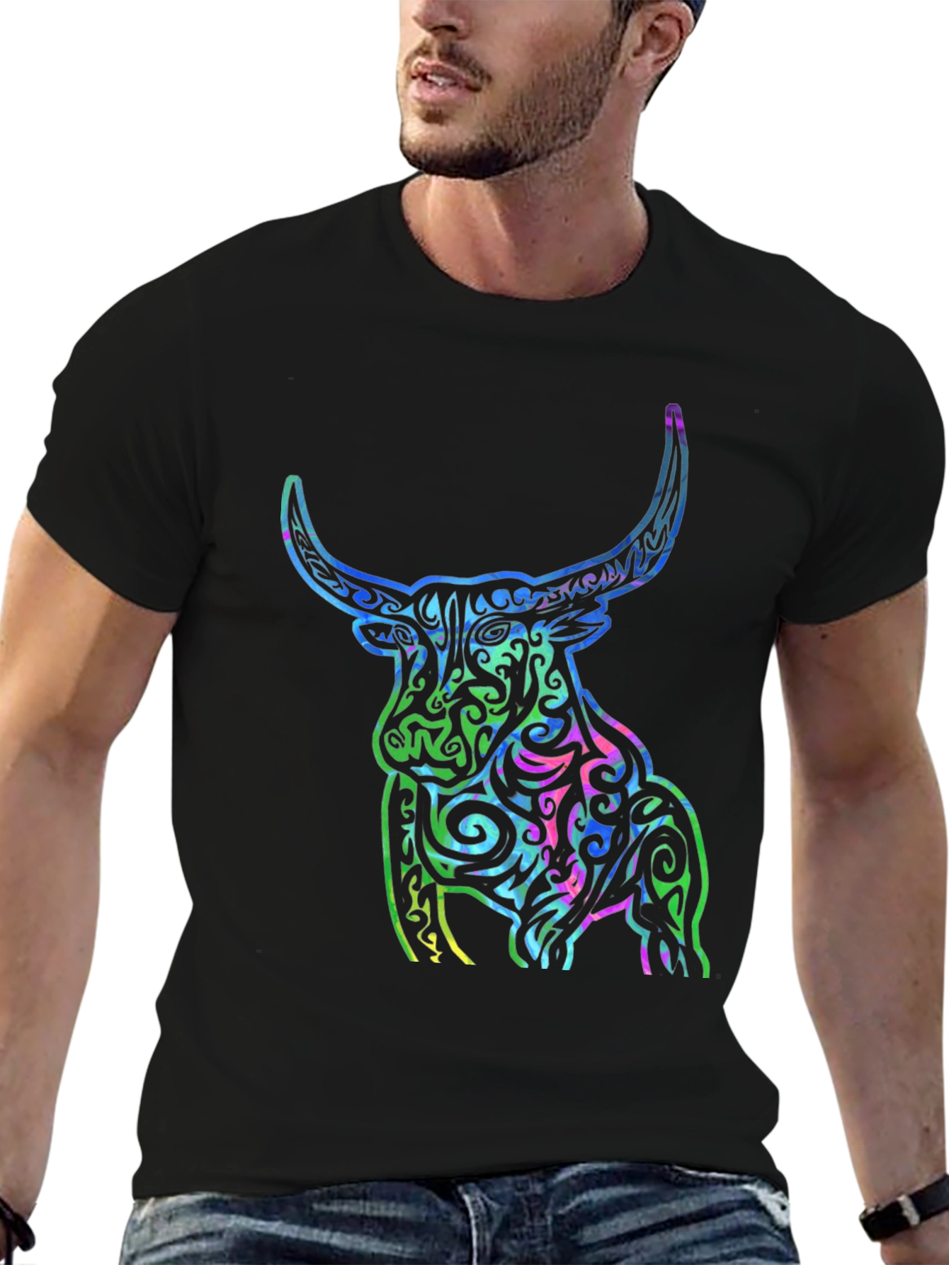 Tribal Bull Graphic T-Shirt - Bold Design