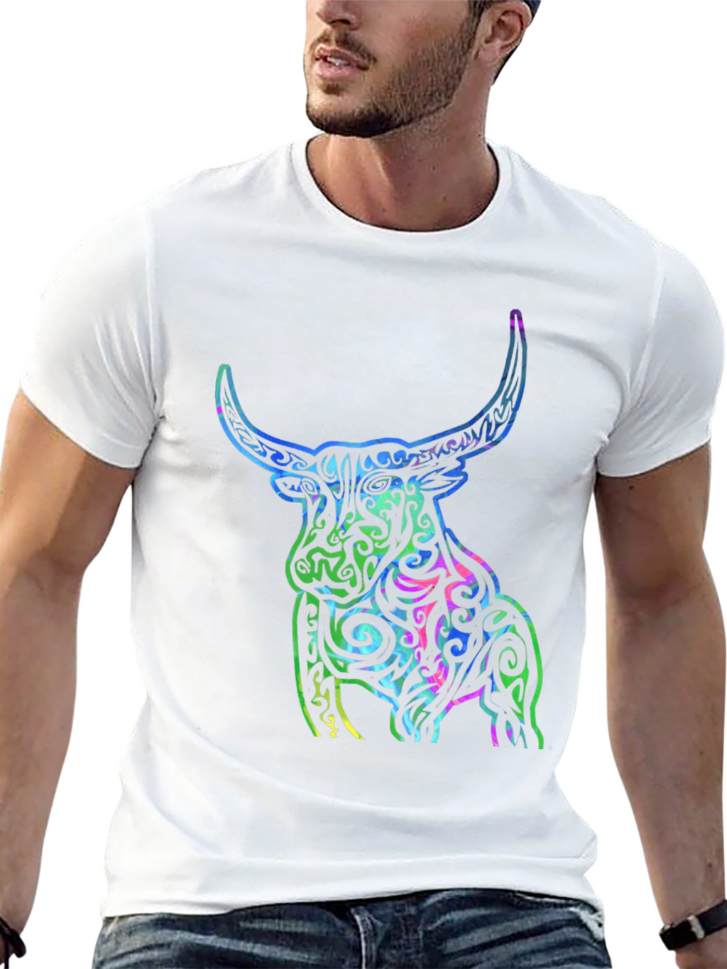 Tribal Bull Graphic T-Shirt - Bold Design