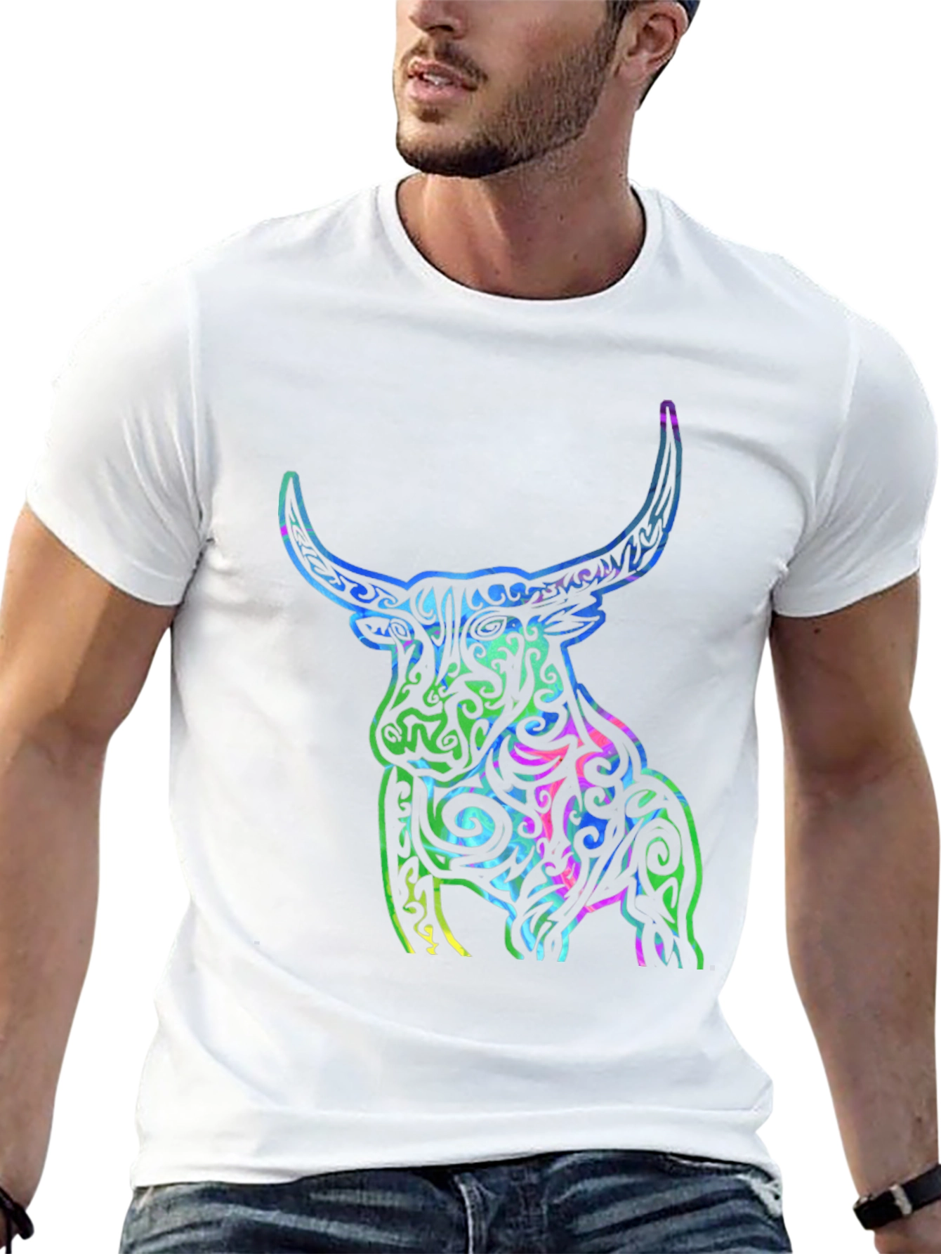 Tribal Bull Graphic T-Shirt - Bold Design