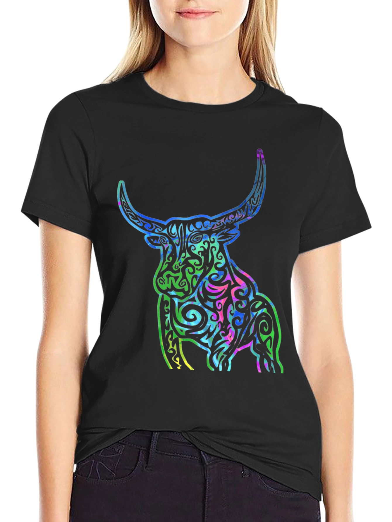 Tribal Bull Graphic T-Shirt - Bold Design