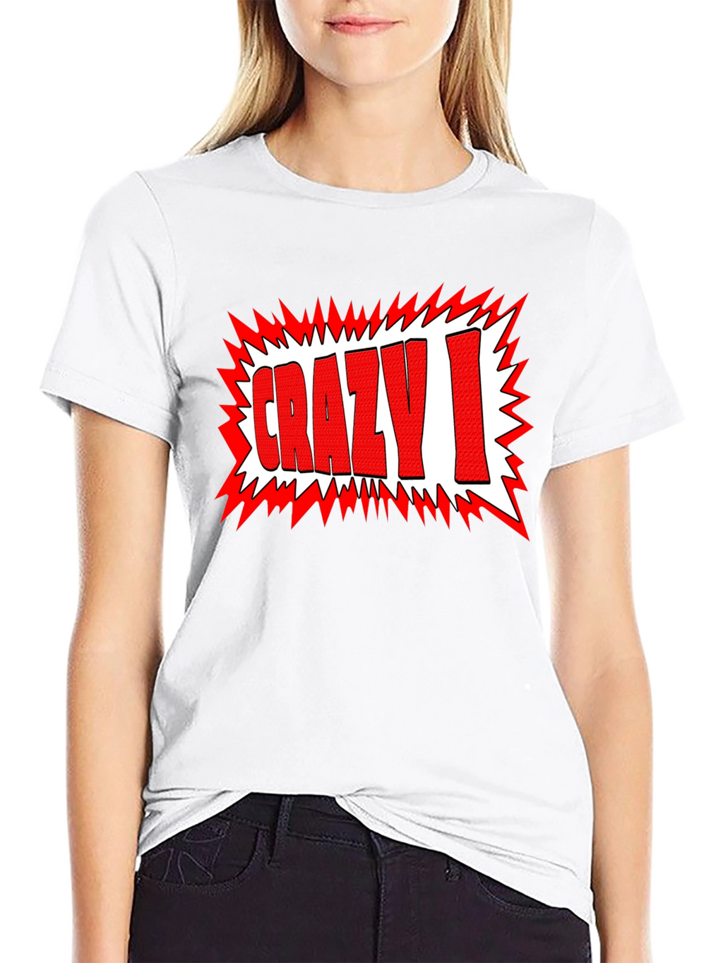 Crazy I Graphic Print Black T-Shirt