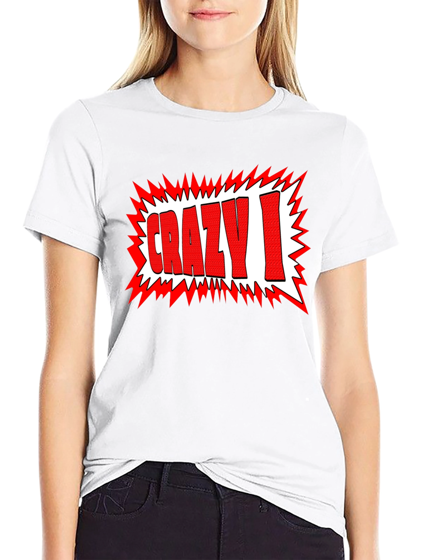 Crazy I Graphic Print Black T-Shirt