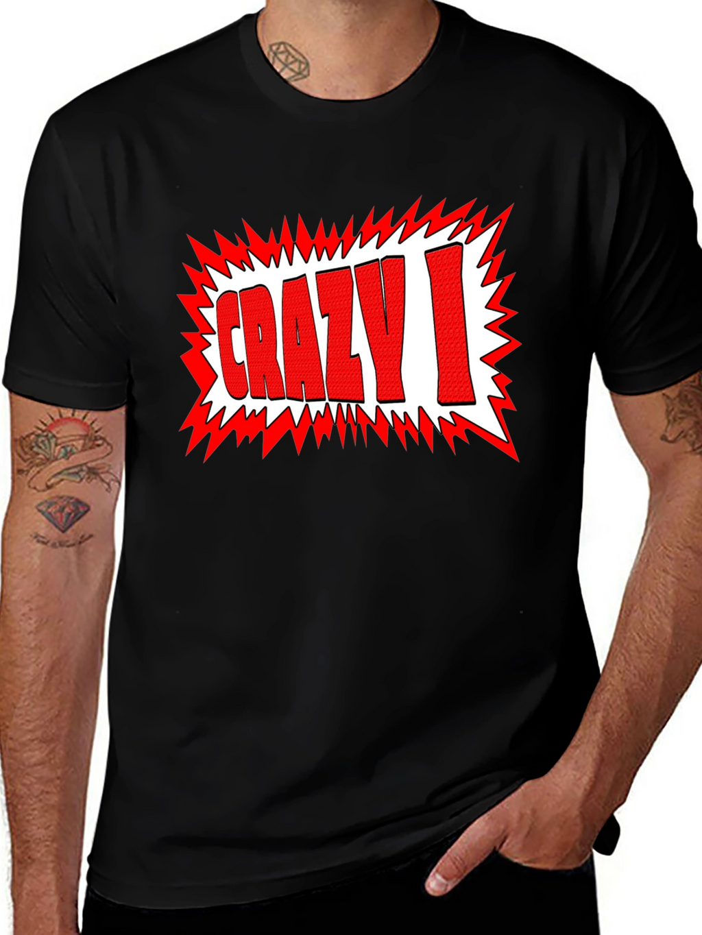 Crazy I Graphic Print Black T-Shirt