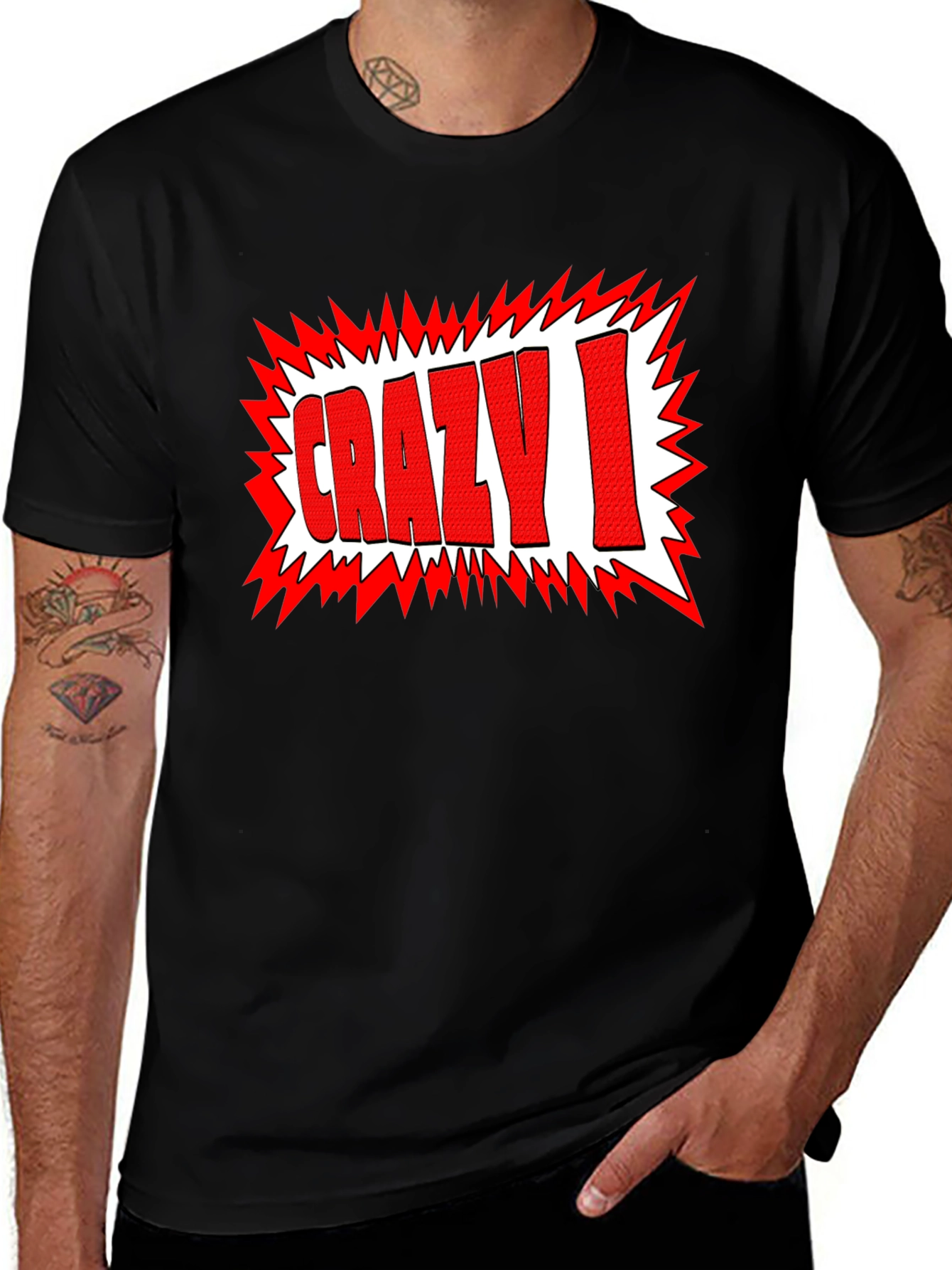 Crazy I Graphic Print Black T-Shirt