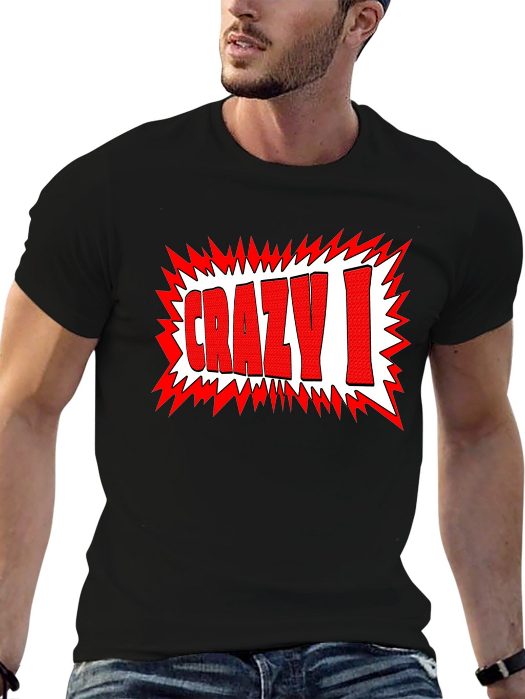 Crazy I Graphic Print Black T-Shirt