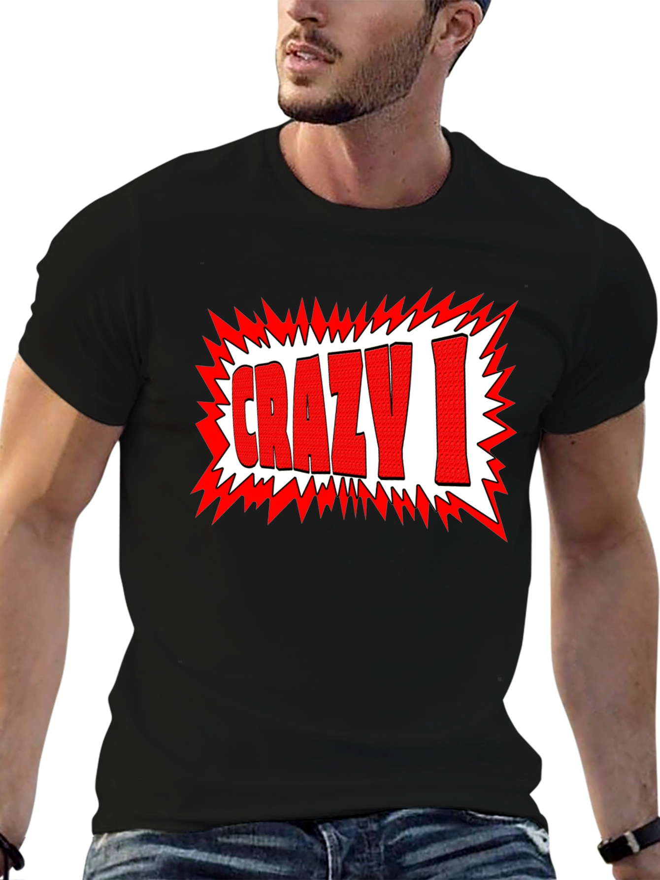 Crazy I Graphic Print Black T-Shirt