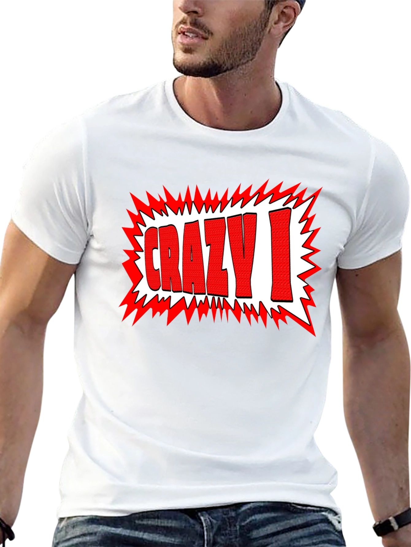 Crazy I Graphic Print Black T-Shirt
