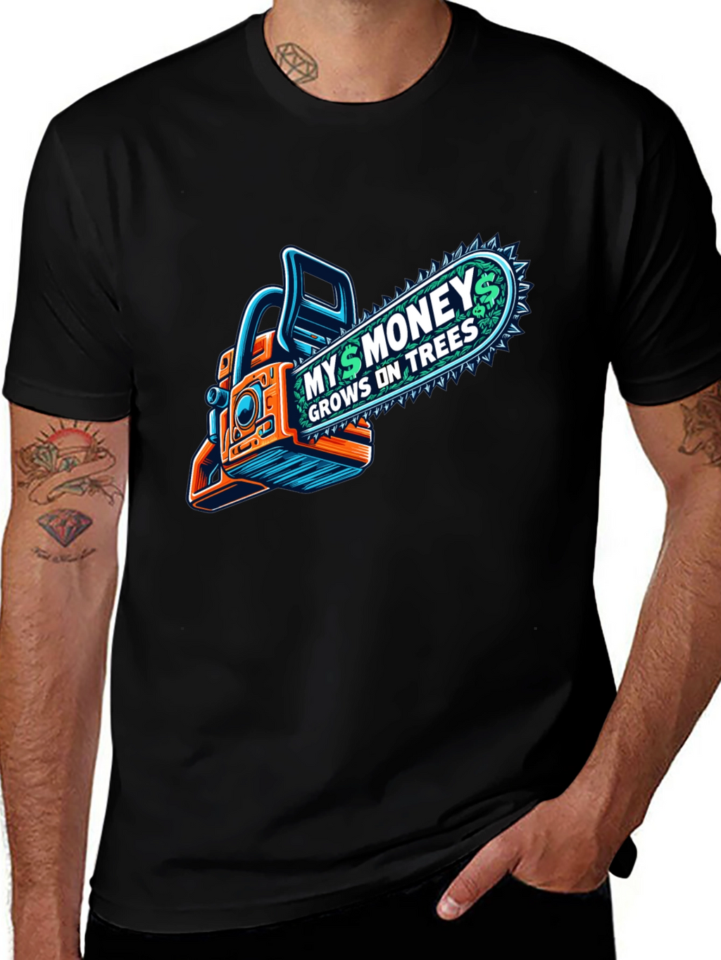 Money Grows on Trees Chainsaw T-Shirt