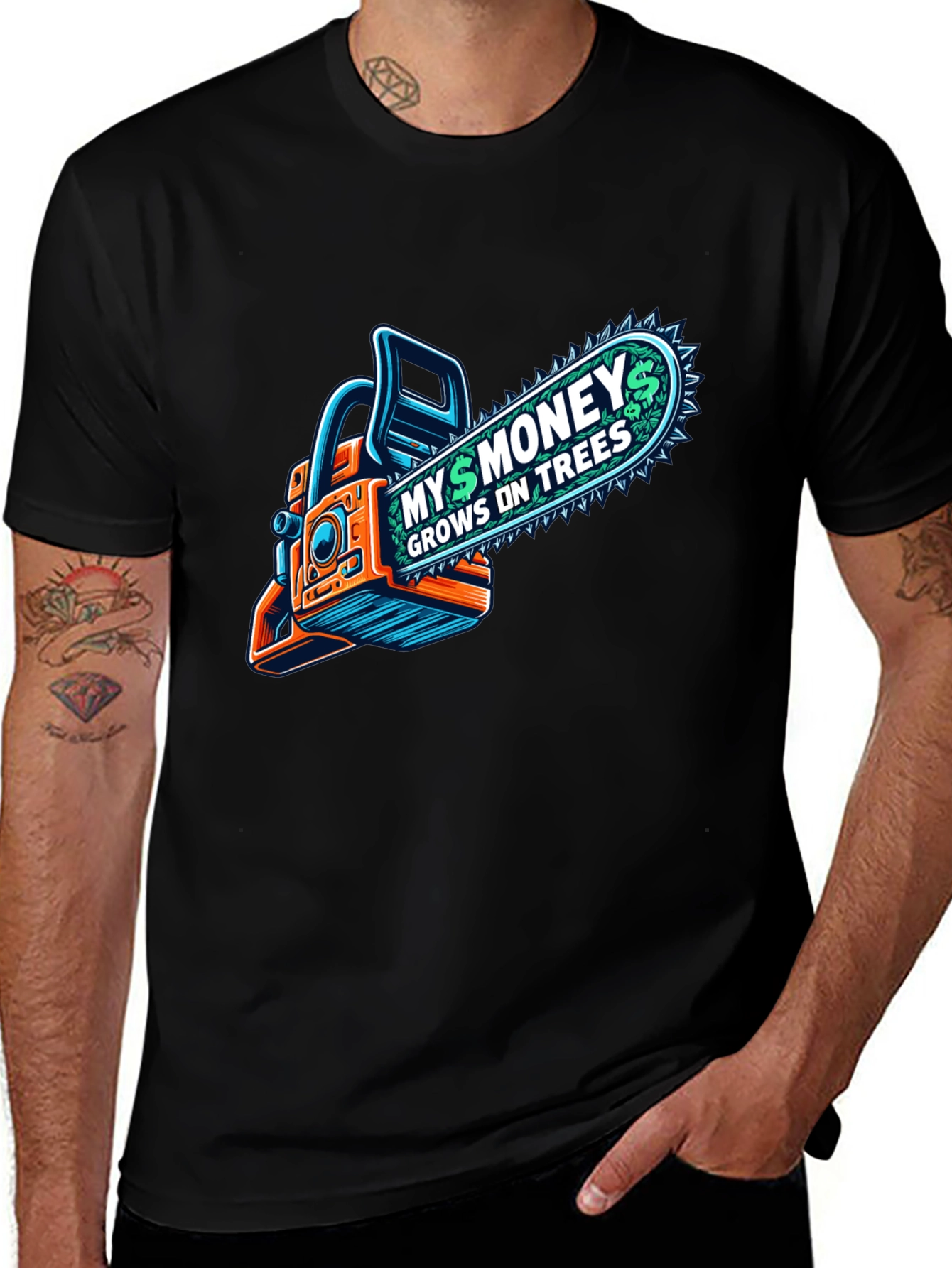 Money Grows on Trees Chainsaw T-Shirt
