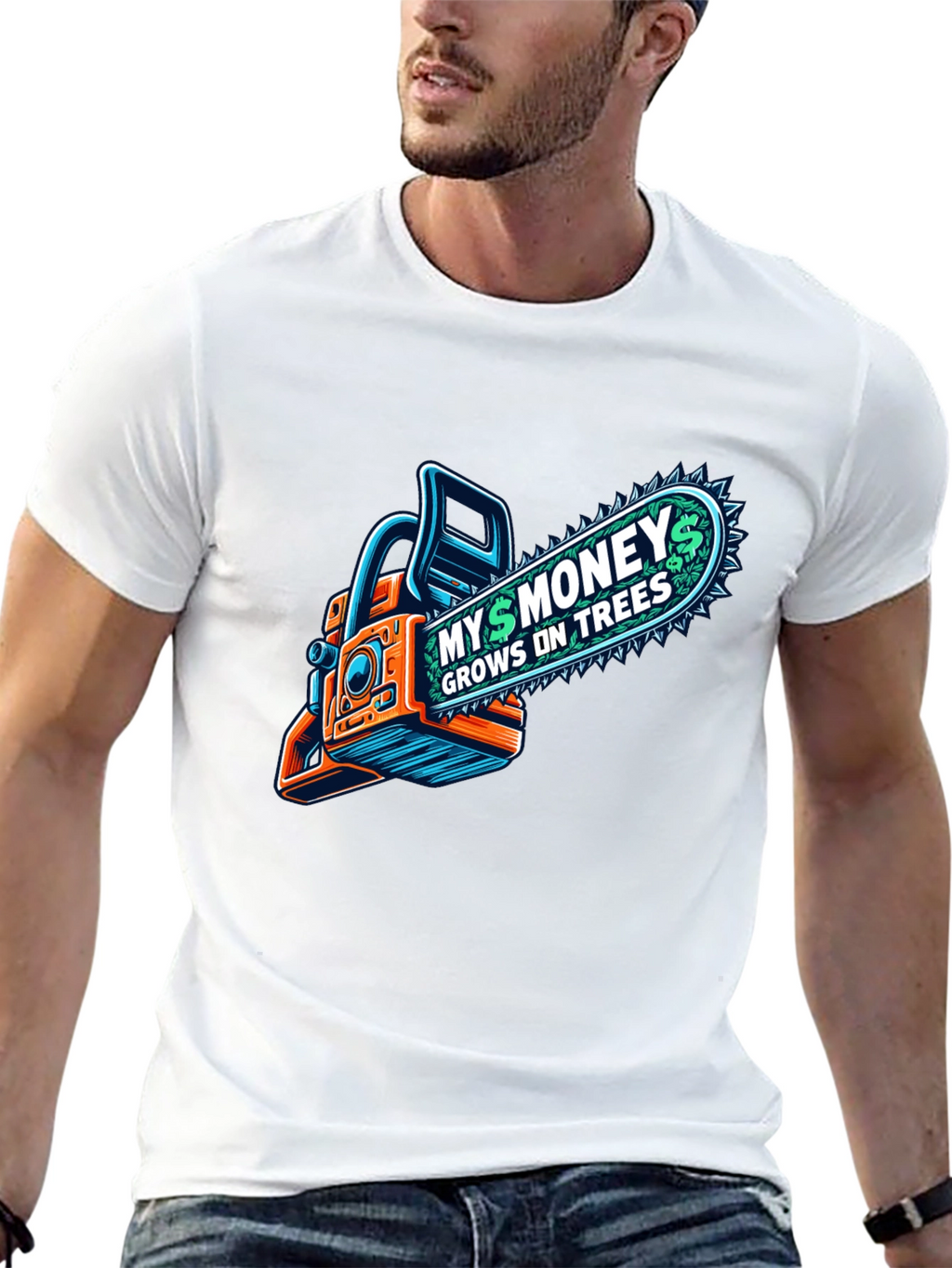 Money Grows on Trees Chainsaw T-Shirt