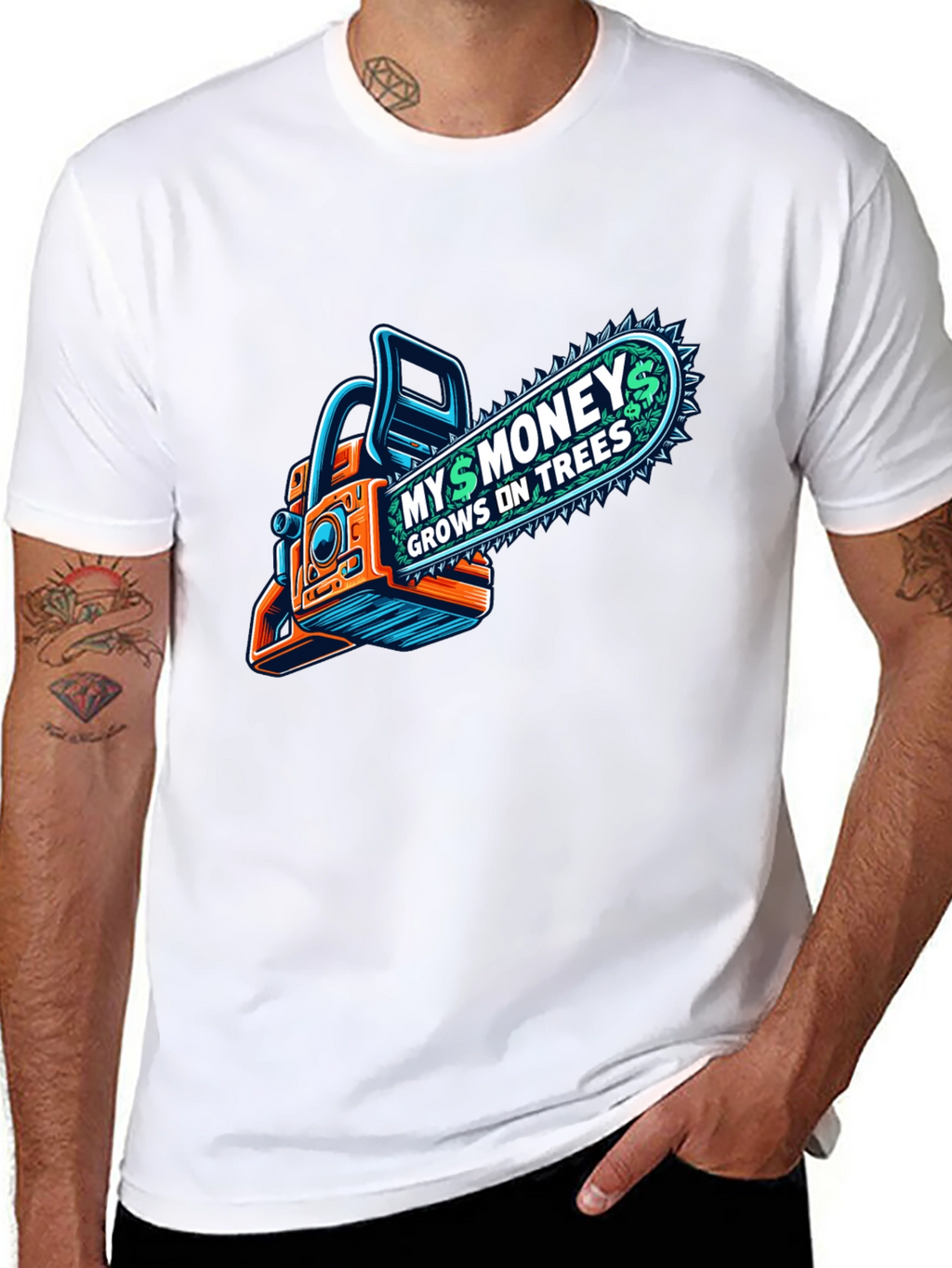 Money Grows on Trees Chainsaw T-Shirt