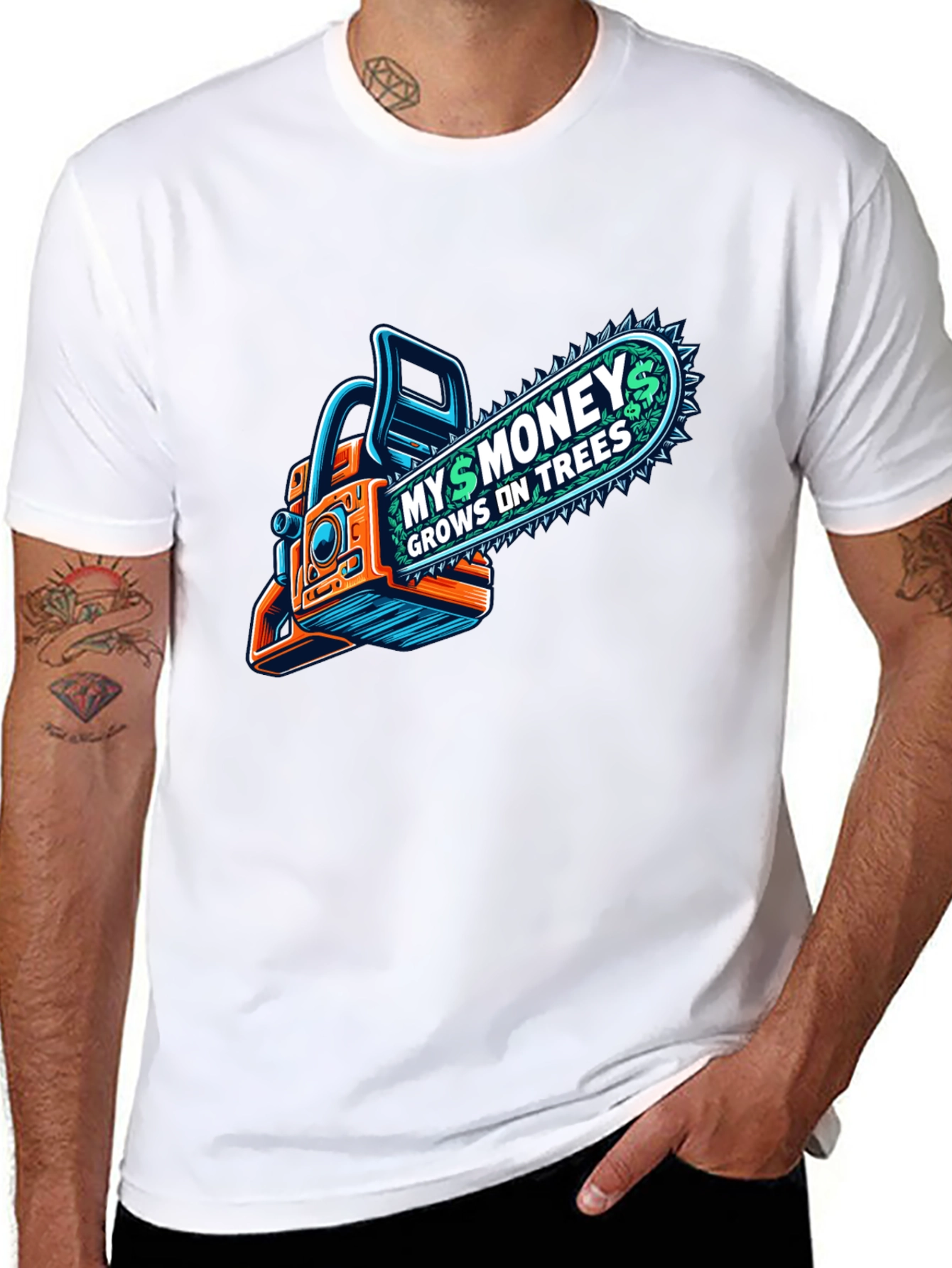 Money Grows on Trees Chainsaw T-Shirt
