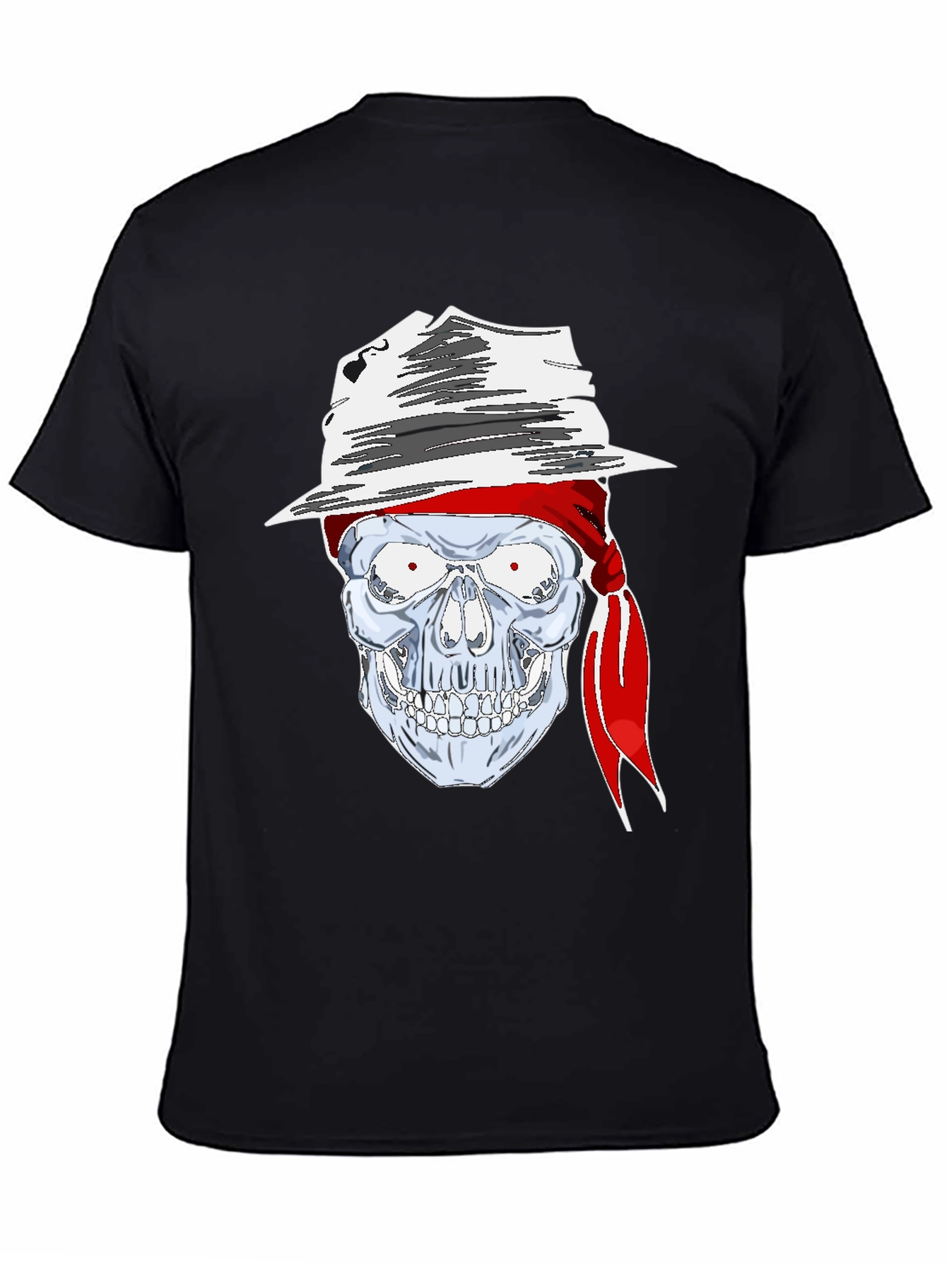 Skull in Hat Graphic Tee - Mens Black T-Shirt